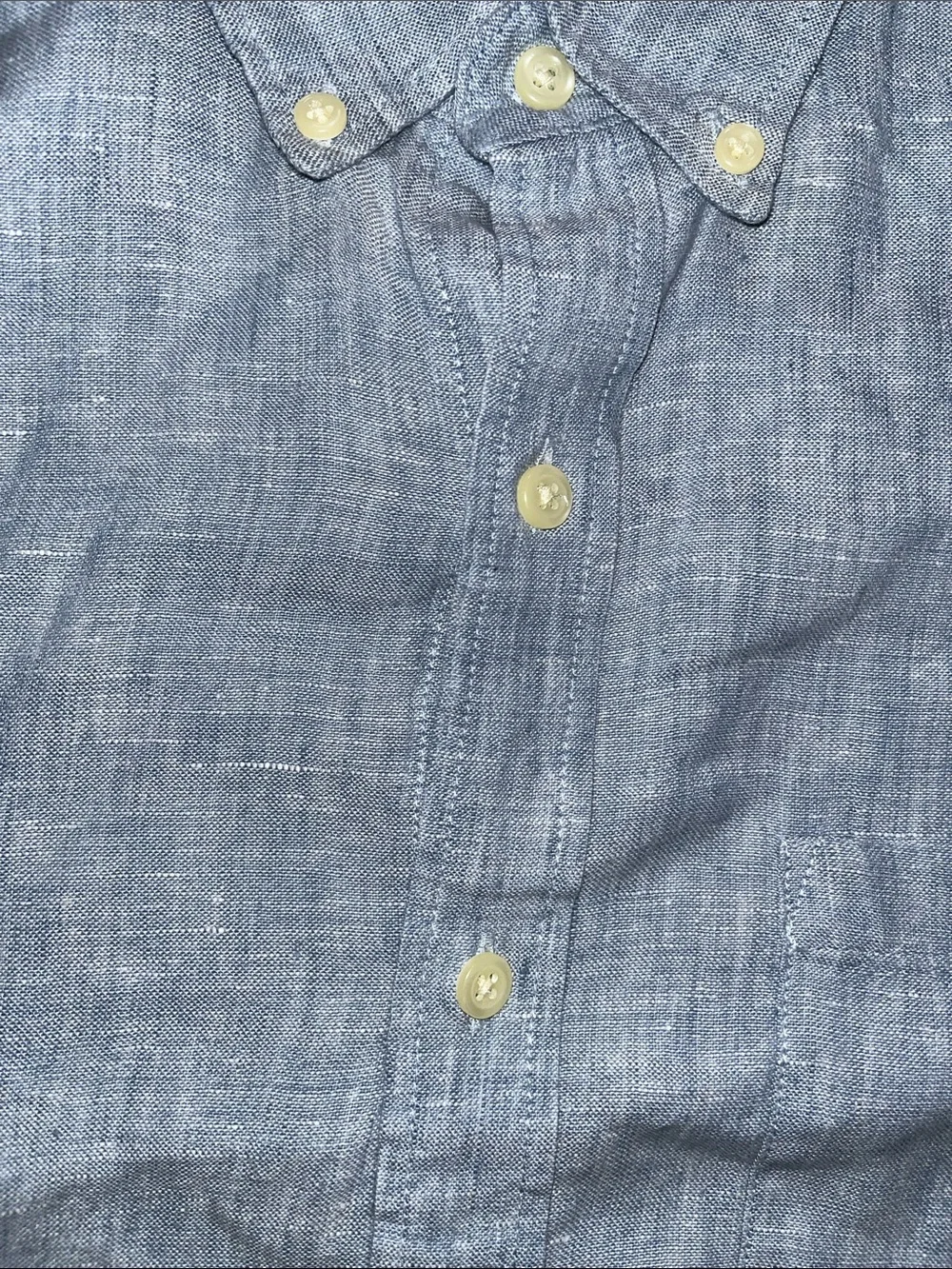 J. Crew Men’s Short Sleeve Button-Down Cotton/Linen Shirt - Light Blue Sz M
